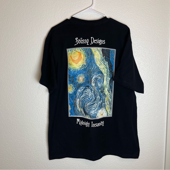 NEW STÜSSY MIDNIGHT INSANITY BLACK T-SHIRT SZ LARGE - Picture 2 of 5